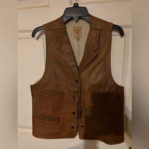 Vintage WAH MAKER leather and canvas vest. Size Medium